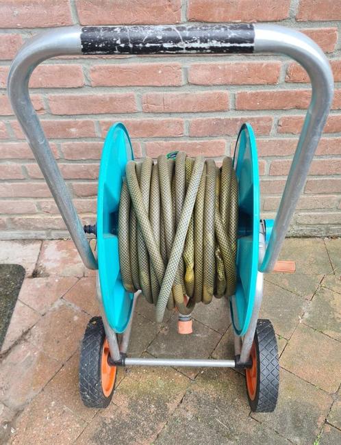 Gardena 16m tuinslang op haspel, Tuin en Terras, Tuinslangen, Gebruikt, Tuinslanghaspel, Ophalen
