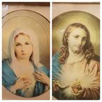 Vintage Religieuze Prenten Maria en Jezus in antiek lijst, Antiek en Kunst, Antiek | Religie, Ophalen of Verzenden
