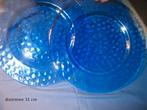 2 vintage glazen onderborden, kobalt blauwe borden, groot 31, Huis en Inrichting, Keuken | Servies, Ophalen of Verzenden, Bord(en)