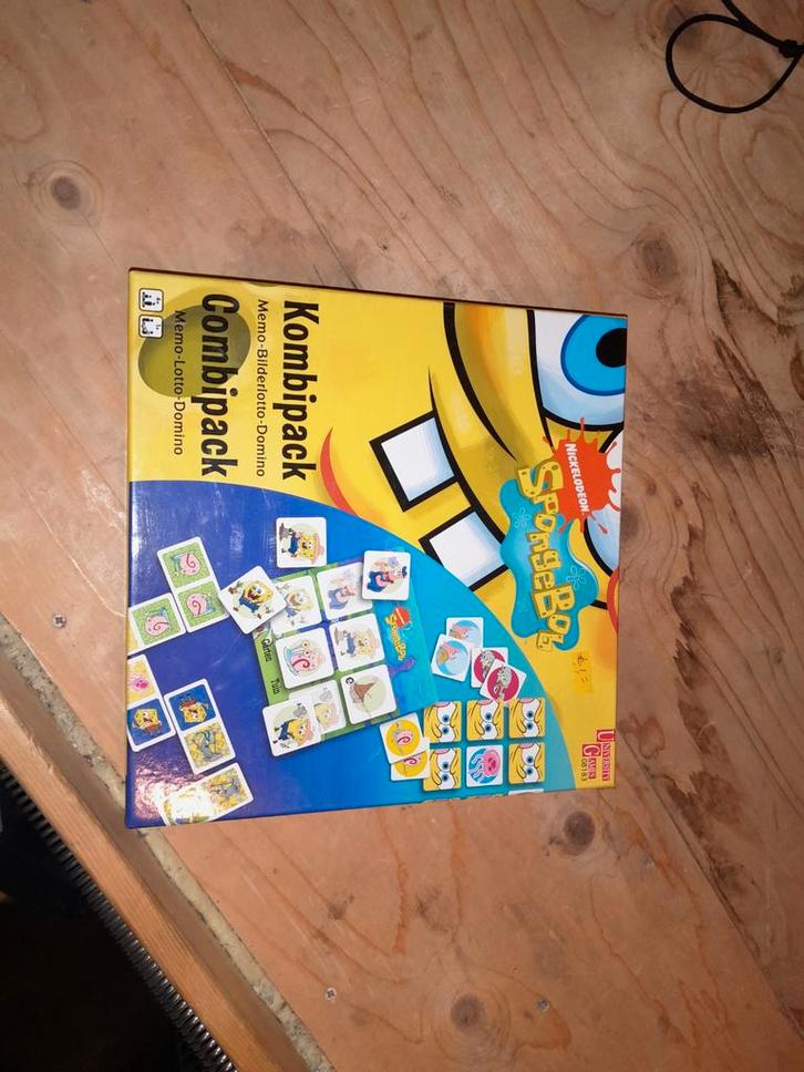 Spongebob Kombipack Memo-Lotto-Domino Spel, Hobby en Vrije tijd, Gezelschapsspellen | Bordspellen, Gebruikt, Een of twee spelers