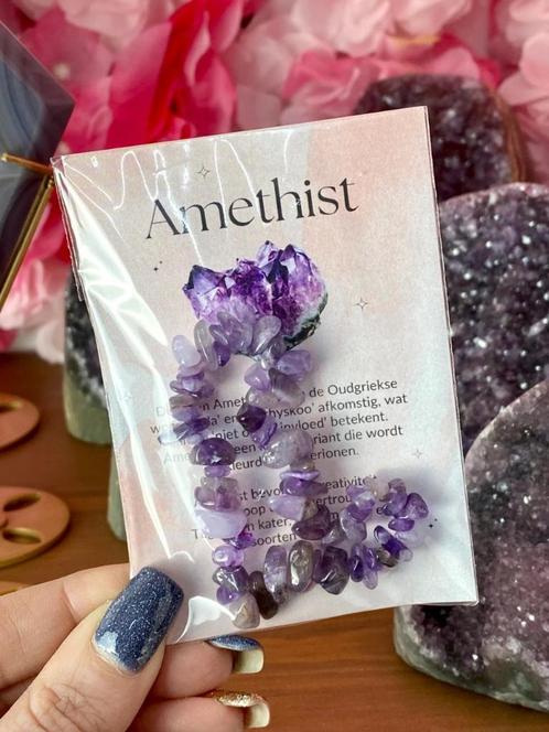 Amethist split armband in verpakking edelsteen, Sieraden, Tassen en Uiterlijk, Armbanden, Nieuw, Overige materialen, Paars, Ophalen of Verzenden