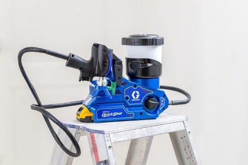 Te Huur Graco Quickshot DE meest compactste spuitmachine!., Doe-het-zelf en Verbouw, Schildersmaterialen, Gebruikt, Verfspuit of Verfpomp