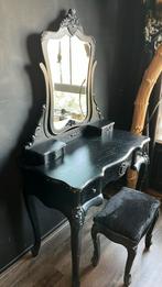 Kaptafel met krukje make-up tafel zwart, Zo goed als nieuw, 150 tot 200 cm, Hout, 50 tot 100 cm