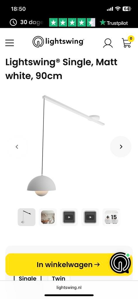 Lightswing Single Mat Wit 90 cm, Huis en Inrichting, Lampen | Plafondlampen, Gebruikt, Kunststof, Ophalen of Verzenden