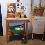 Antiek grenen toilettafel wastafel, Ophalen, 50 tot 100 cm, Zo goed als nieuw, 25 tot 50 cm