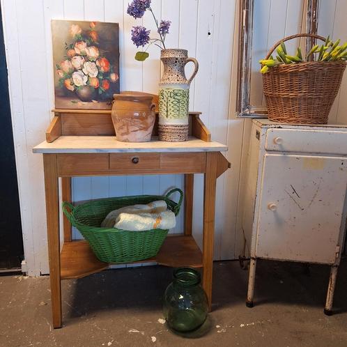 Antiek grenen toilettafel wastafel, Huis en Inrichting, Tafels | Sidetables, Zo goed als nieuw, 25 tot 50 cm, 50 tot 100 cm, Rechthoekig