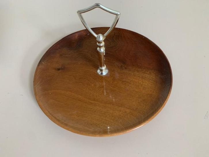 Vintage houten serveerschaal Myrtle Wood Ralph A.Bailey & Co, Verzamelen, Retro, Huis en Inrichting, Ophalen