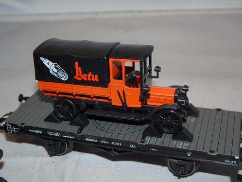2x Marklin 46841/84504 platte wagon met oldtimertruck (#704), Hobby en Vrije tijd, Modeltreinen | H0, Nieuw, Wagon, Wisselstroom