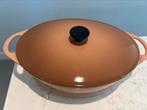 Cousances braadpan ovaal 29 cm in de kleur Salmon, Gietijzer, Ophalen of Verzenden, Zo goed als nieuw, Keramische plaat