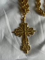 Goudkleurige ketting “Barok Kruis”, Ophalen of Verzenden, Zo goed als nieuw, Goud, Overige materialen