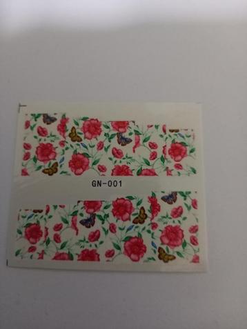 Velletje nagel water decals stickers GN-001 wit met bloemetj beschikbaar voor biedingen