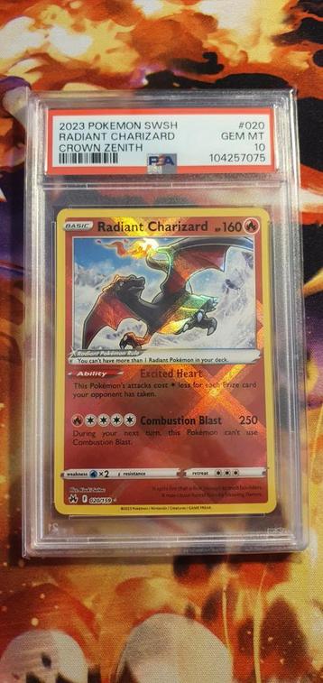 Radiant charizard crown zenith psa10 minty beschikbaar voor biedingen