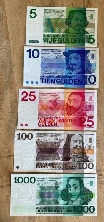 nette complete set Erflaters (5, 10, 25, 100 en 1000 gulden) beschikbaar voor biedingen