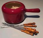 Kersenrode gietijzeren fonduepan mt vorkjes, leuk voor kerst, Ophalen of Verzenden, Zo goed als nieuw, Brander, Fonduepan