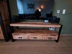 Industriële TV kast - Mango hout - 150x45x60cm, Ophalen, Gebruikt, 100 tot 150 cm, Metaal