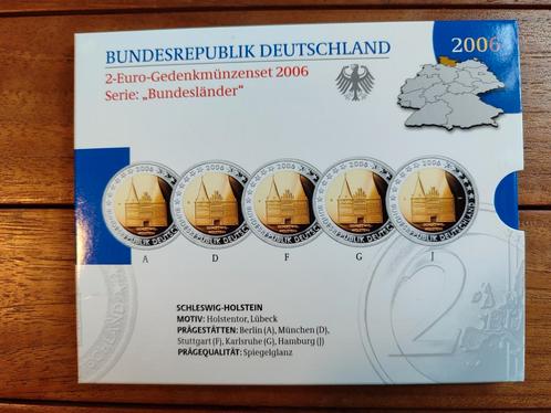 Duitsland 5 x 2 euro Proof 2006 ADGFJ PP Schleswig-Holstein, Postzegels en Munten, Munten | Europa | Euromunten, Setje, 2 euro