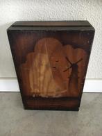 scheerdoos opbergdoos hout L27xB17xH7 opdruk zeilboot/molen, Antiek en Kunst, Curiosa en Brocante, Ophalen of Verzenden