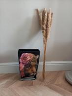 Vaas met Panter en Pluimen, Huis en Inrichting, Woonaccessoires | Vazen, Ophalen, Zwart, Minder dan 50 cm, Glas