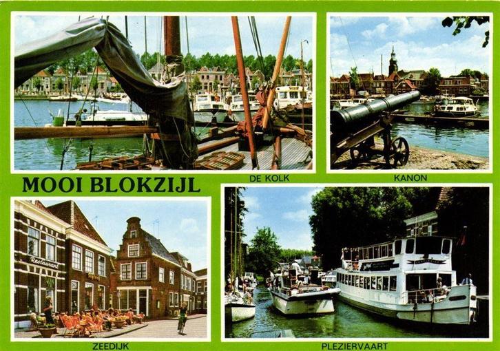 Mooi Blokzijl - 4 afb - 1982 gelopen, Verzamelen, Ansichtkaarten | Nederland, Ongelopen, Noord-Brabant, Voor 1920, Ophalen of Verzenden