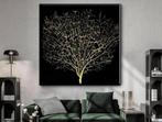 Abstract Gouden Boom van Leven goud levensboom canvas 90x90, Huis en Inrichting, Nieuw, Ophalen of Verzenden, A, A