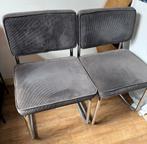 Drie eetkamerstoelen ribstof grijs, Huis en Inrichting, Stoelen, Ophalen, Gebruikt, Drie, Stof