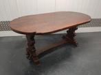 Antieke (?) brocante vintage eiken houten tafel eettafel, Huis en Inrichting, Tafels | Eettafels, 50 tot 100 cm, 150 tot 200 cm