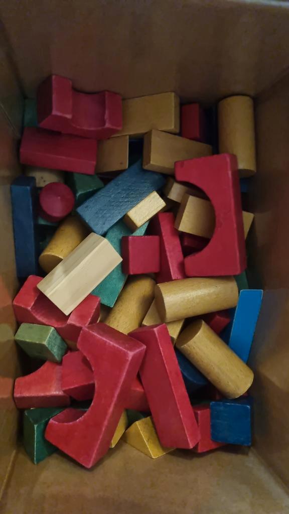 Vintage Houten Blokken - Gekleurd en Gebruikt, Kinderen en Baby's, Speelgoed | Bouwstenen, Gebruikt, Overige merken, Ophalen of Verzenden