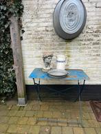 Franse tuintafel inklapbaar helblauw,brocant,vintage, Ophalen