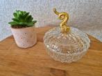 Kristallen bonbonière Val-Saint-Lambert met goudkleurige vis, Antiek en Kunst, Antiek | Glas en Kristal, Ophalen of Verzenden