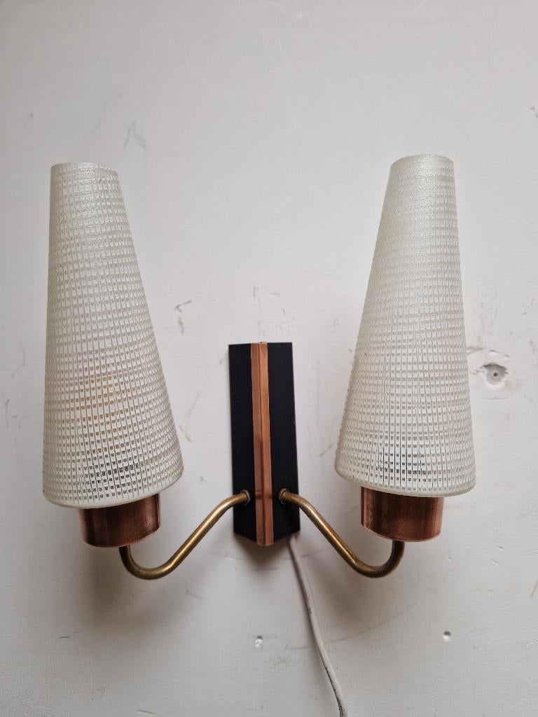 Wandlamp jaren '50, Huis en Inrichting, Lampen | Wandlampen, Ophalen of Verzenden, Gebruikt, Glas