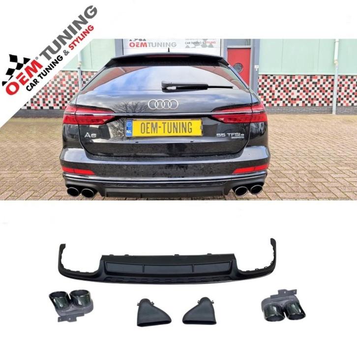 AUDI A6 S6 c8 Diffuser | mat zwart | 2018–2025 | voor sline, Auto diversen, Tuning en Styling, Ophalen of Verzenden