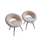 2 x vintage space age design stoel (setprijs), Huis en Inrichting, Stoelen, Ophalen, Gebruikt, Twee, Wit