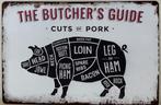 Butchers guide pork varken reclamebord van metaal wandbord
