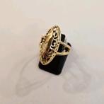 14 karaats gouden ring ovaal met open bewerkte bovenkant, Ophalen of Verzenden, Zo goed als nieuw, 17 tot 18, Dame