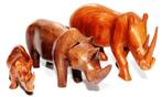3 Prachtige Neushoorn Beelden In Palissander Rosewood, Verzenden