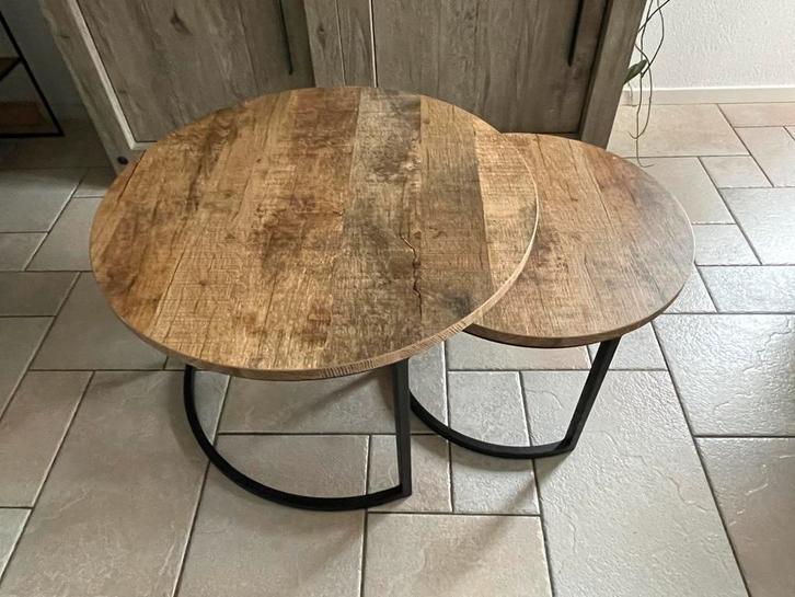 2 ronde salontafels, bijzettafels, Huis en Inrichting, Tafels | Salontafels, Zo goed als nieuw, Minder dan 50 cm, 50 tot 100 cm