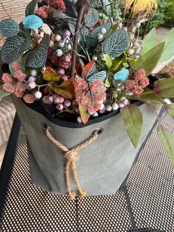 Canvas planten vazen/bloempotten (2stuks) beschikbaar voor biedingen