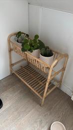 Rotan plantenstandaard/bijzetrekje, Huis en Inrichting, Ophalen, 50 tot 100 cm, Rond, Zo goed als nieuw