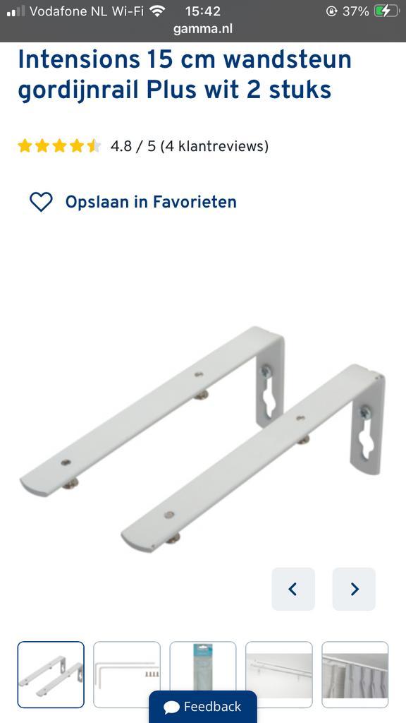 GAMMA 8x Intensions Wandsteun Gordijnrail Plus Wit 15cm, Huis en Inrichting, Stoffering | Gordijnen en Lamellen, Nieuw, Minder dan 100 cm