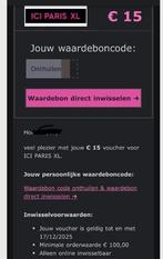 Ici paris cadeaubon waardebon bon kadobon, Tickets en Kaartjes, Eén persoon, Cadeaubon, Warenhuis- of Winkelbon