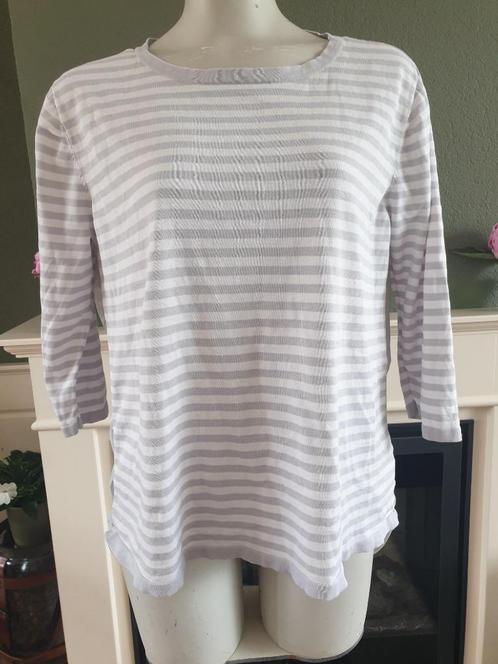 COS zijde blouse trui grijs wit L 42 44 | Gratis Verzenden !, Kleding | Dames, Truien en Vesten, Zo goed als nieuw, Maat 42/44 (L)