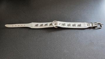 Hondenriem halsband leer wit/zwart bulldog beschikbaar voor biedingen