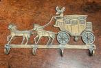 Vintage oud messing bronzen kapstokje paarden koets, Ophalen of Verzenden, Gebruikt, Metaal, Minder dan 100 cm