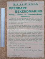 Affiche militair gezag radio duiven fotoverordening 1945, Verzamelen, Overige soorten, Ophalen of Verzenden, X, Foto of Poster
