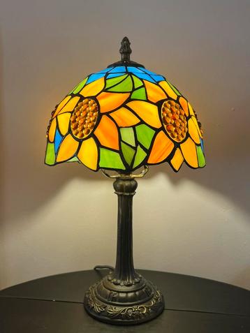2 stuks Glas in lood tiffany stijl tafellampen zonnebloemen  beschikbaar voor biedingen