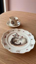 Servies ontbijtbordje kittens met kop en schotel  Spenzo, Ophalen of Verzenden