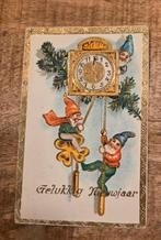 Drie kabouters hangen in de klok met Nieuwjaar, Verzenden, Voor 1920, Gelopen, Feest(dag)