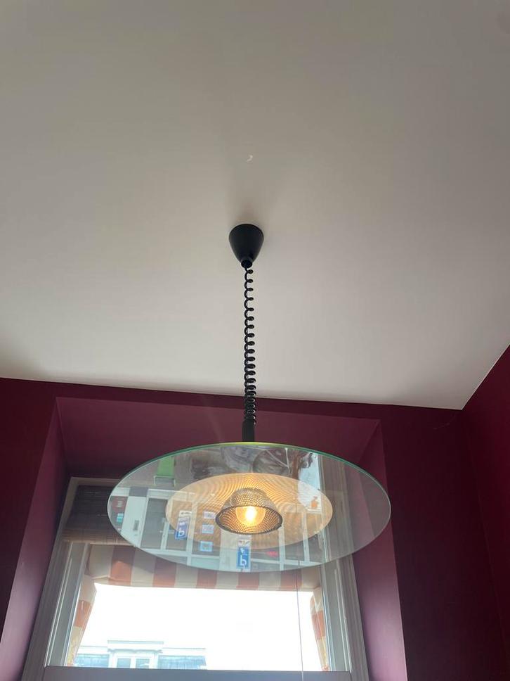 Vintage Space Age Lamp, Huis en Inrichting, Lampen | Hanglampen, Gebruikt, Minder dan 50 cm, Glas, Ophalen of Verzenden
