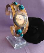 Sieraden Armband Horloge Goudkleurig Turquoise Steentjes IK, Sieraden, Tassen en Uiterlijk, Armbanden, Verzenden, Gebruikt, Goud