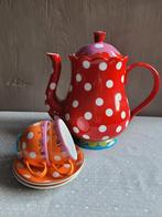 Oilily grote theepot en 2  kleine espresso kop en schotel, Gebruikt, Ophalen of Verzenden, Overige stijlen, Kop(pen) en/of Schotel(s)
